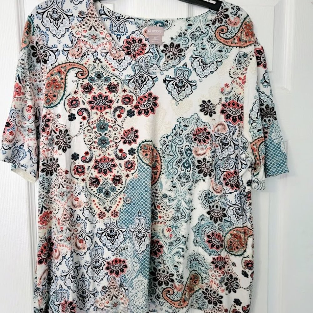 Chico's S/S paisley top Size 3P/XLP‎